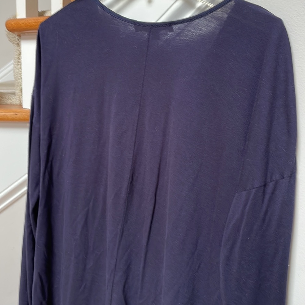 Loft Mixed Media Navy Blouse - Picture 5 of 13
